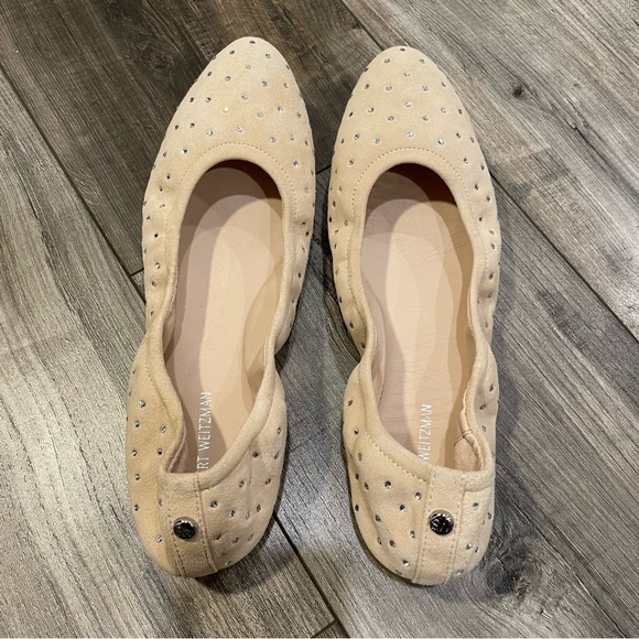 Stuart Weitzman Bling Ballet Flats Suede 8M - Picture 3 of 8